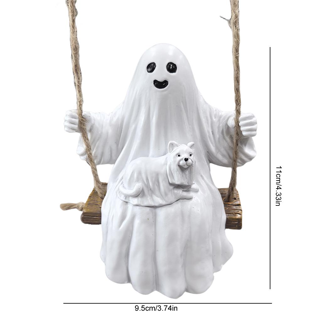 

Хэллоуин Призрак гуляющая собака миниатюрная смоляная аниме фигурки подвесные качели призрачная собака скульптура орнамент кавайный декор комнаты