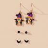 3pcs Set Retro Exaggerated Pumpkin Spider Ghost Skull Stud Earrings for Women Halloween Party Cartoon Cute Witch Jewelry Sets