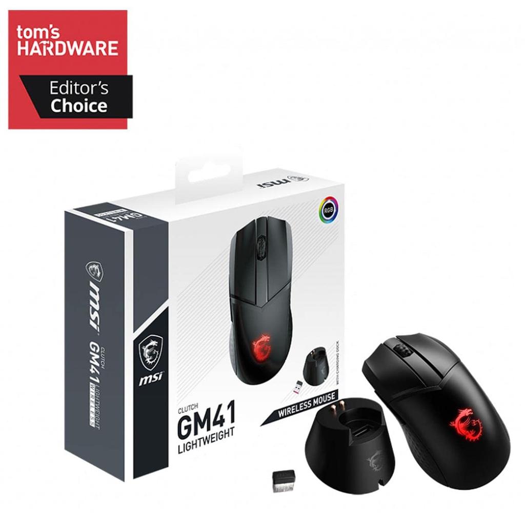 MSI CLUTCH GM41 LIGHTWEIGHT WIRELESS Gaming Mouse with Lightweight Black High-Precision Sensor, MS496,