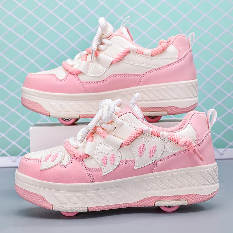 Boys Four -wheel Sports Boots Wheel Skate Shoes Sports Shoes Shoes with Wheels for Girls