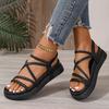 Fashion 2025 Summer Thick Bottom Woven Sandals Women Comfortable Slip On Platform Sandles Woman Casual Non Slip Gladiator Sandals Female