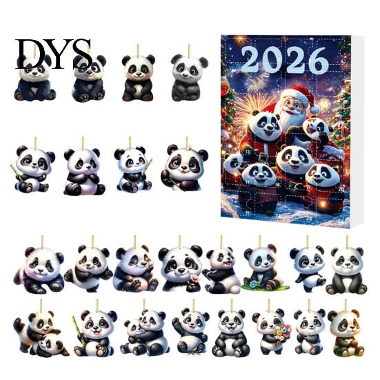 Collectible Panda Box Set Advent Calendars 2026, 2D Acrylic Cute Hanging Ornaments for Animal Xmas Tree, 24 Days Christmas Countdown Calendar,