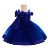 New Children's One-Shoulder Pearl Embroidered Princess Dress for Summer