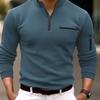 Frühlingsmode Reißverschluss Design Poloshirts 2025 Lässig Einfarbige O-Ausschnitt T-Shirts Pullover Mode Herrenbekleidung Langarm