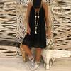 Women's Summer Sleeveless Solid Casual V Neck Dress Loose Plus Size Lace Dress