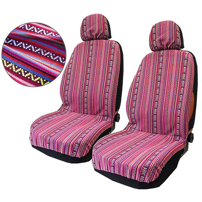 

2Pcs Ethnic Style Car Seat Covers Fashion Car Accessory Pink Bohemian Women Car Front Seat Cover Universal For All Seasons розовый