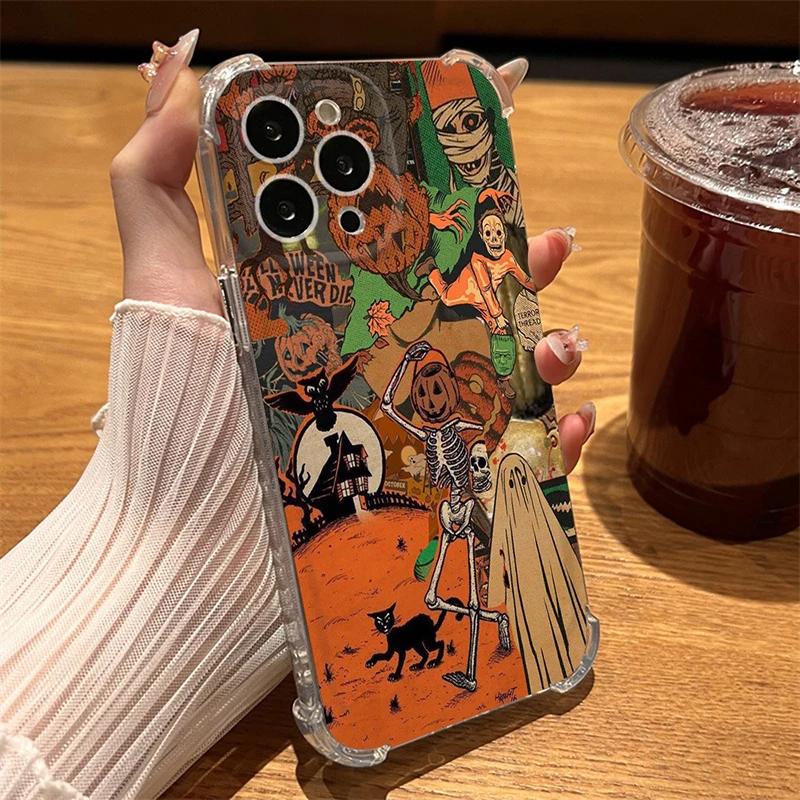 Cute Ghost Clear Phone Case For iPhone 15 14 13 12 11 Pro Max 7 8 14 15 Plus X XR XS Max Funny Halloween Matte Soft Luxury Cover