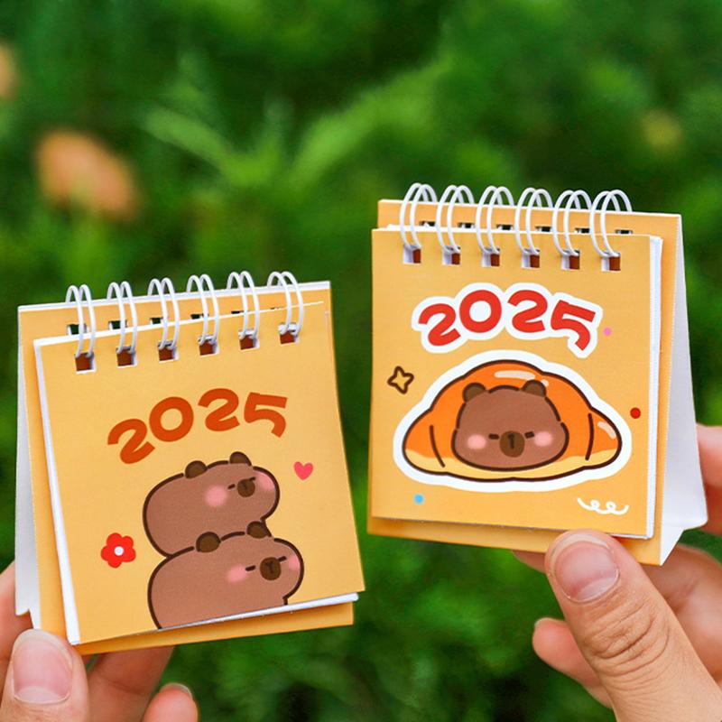 Creative Mini Cartoon Desk Calendar Cute Portable Capybara Pocket Calendar Desktop Small Decoration Office School Supplies Gifts