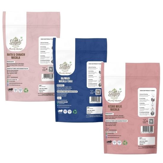 Saatyaki Naturals Spice Combo Pack of 3 - Raita Masala + Chai Masala + Kesar Milk Masala – 50gm Each | Premium Indian Spice Combo