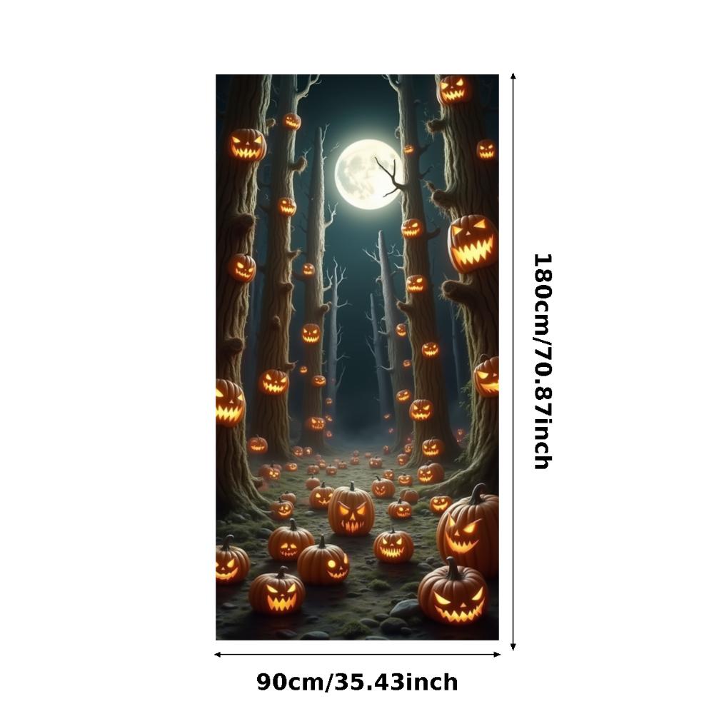 Jack O Lantern Banner Starry Sky Forest Theme Banner Pumpkin Banner Halloween Theme Spooky Decoration For Autumn Celebration
