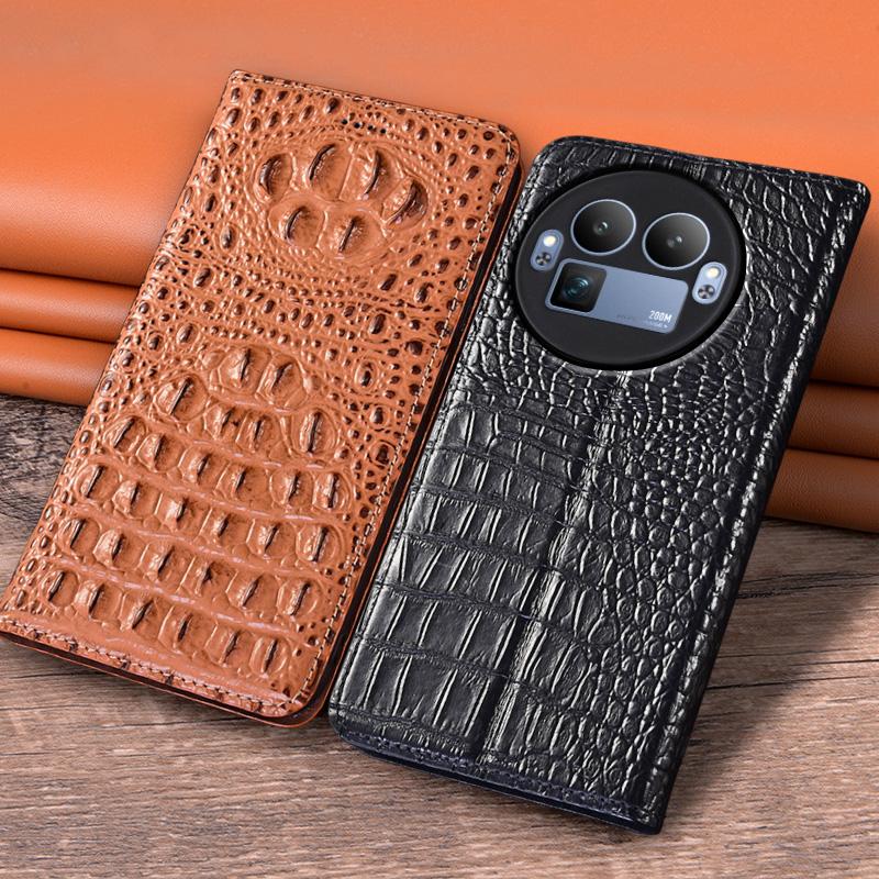 Flip Case for Realme GT 8 GT8 Pro 5G Genuine Leather Magnetic Cover Luxury Cowhide 3D Crocodile Claw Card Pocket Wallet Cases