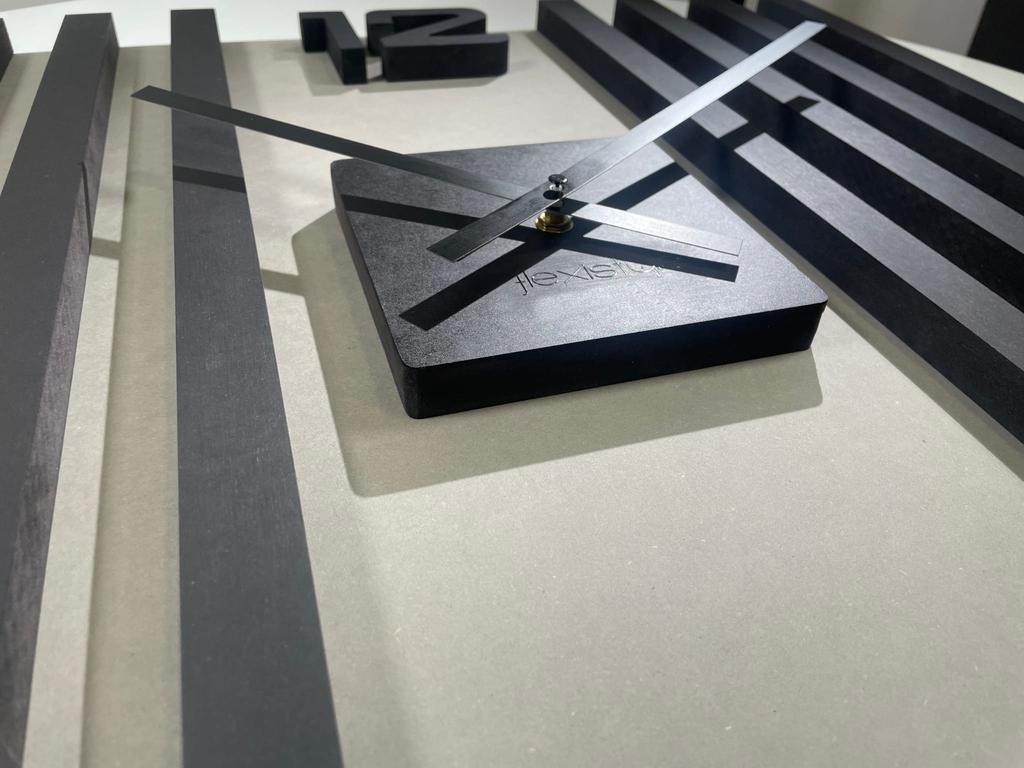 Black lamella wall clock SQ 60cm