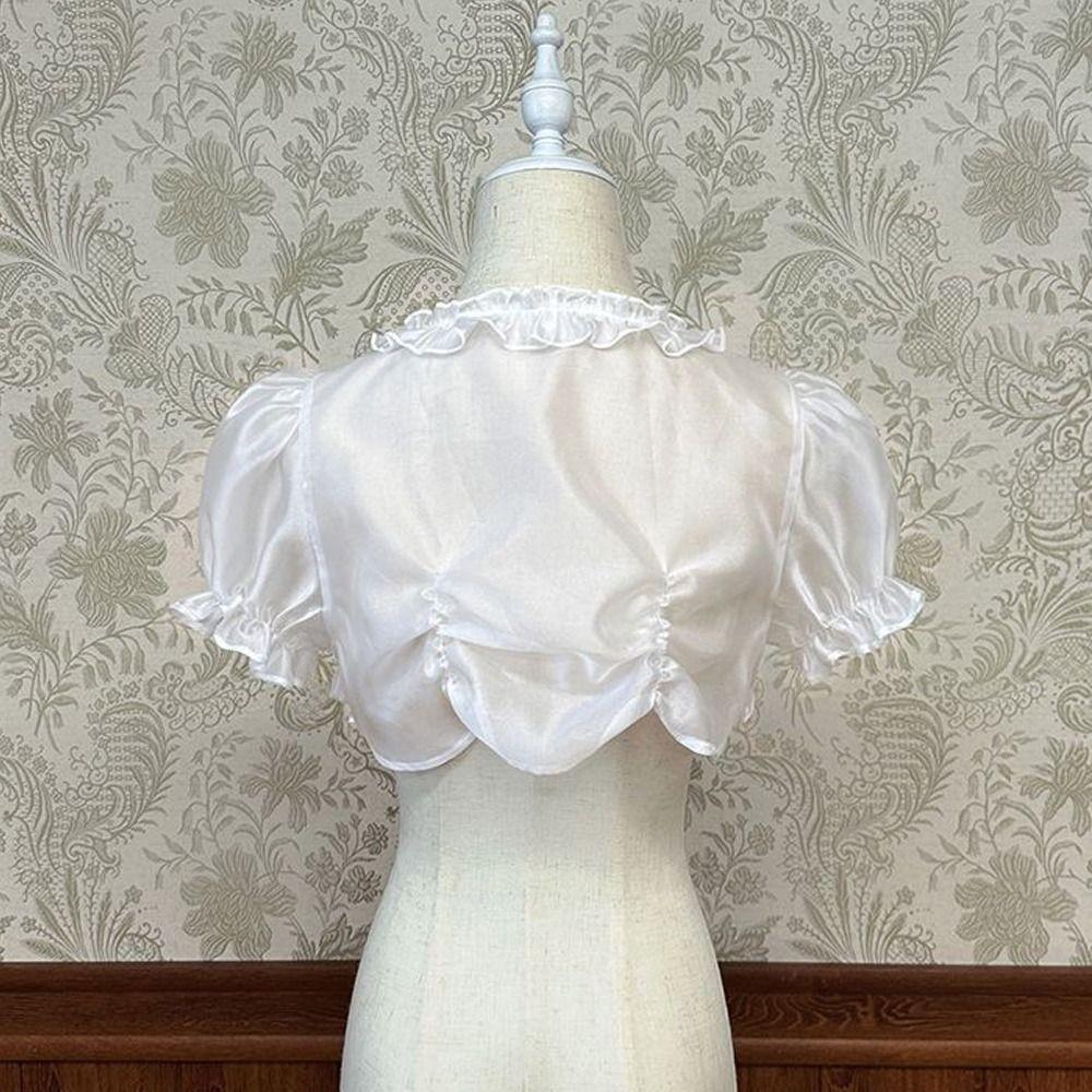 Cardigan Lolita in Chiffon Blusa Arricciata Protezione Solare Estiva Kawaii Y2K