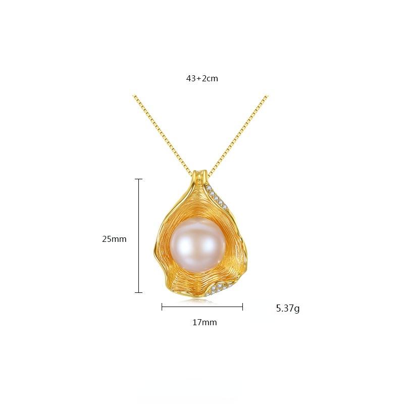 S925 Silver Necklace Shell Design 18k Silver Plated Pearl Women 'S Pendant Necklace