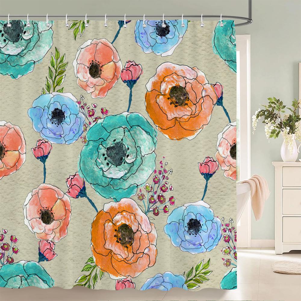Mooie Bloemen Douchegordijnen Aquarel Bloemen Bloemen Home Decoratie Gordijn Voor Badkamer Polyester Stof Badgordijn
