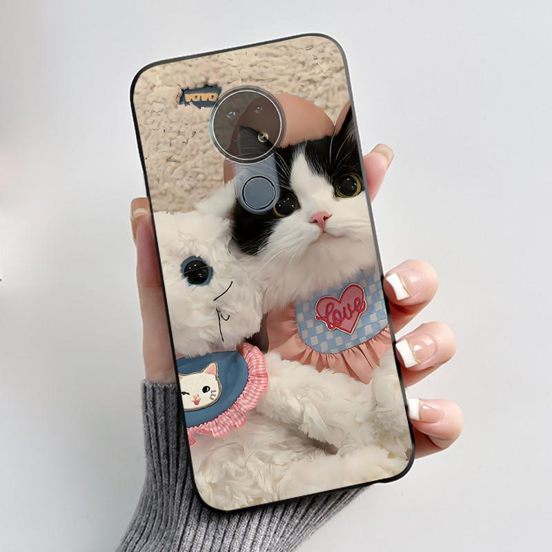 Coque Mignonne Pour Nokia 6.2 / Nokia 7.2 Fundas Capa Coque Imprimée Coque de Protection Silicone Souple Dessin Animé Coque Noire