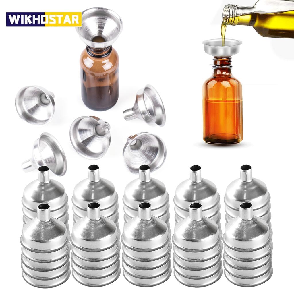 5/10pcs Metal Mini Funnel Kitchen Oil Liquid Funnel with Detachable Filter Wide Mouth Funnel for Repackage Perfume Kitchen Tools