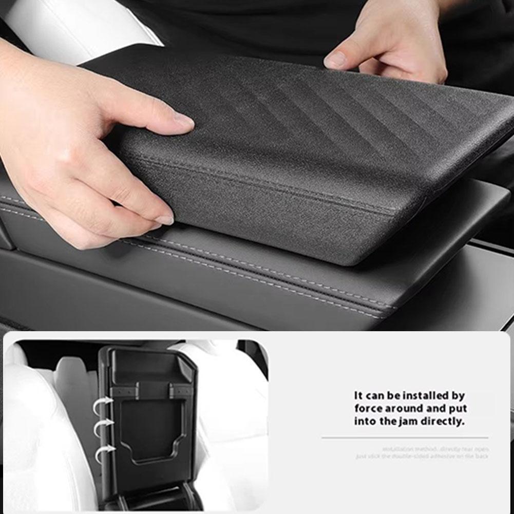 Center Console Armrest Cover for Tesla Model 3 2011-2025/Model Y Juniper 2025, TPE Soft Case Center Console Lid Accessories