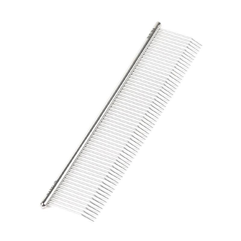 Stainless Steel Pet Grooming Comb Long Hair Cats Dogs Detangling DemattingBrush With Curved Tip Straight Edge Handle