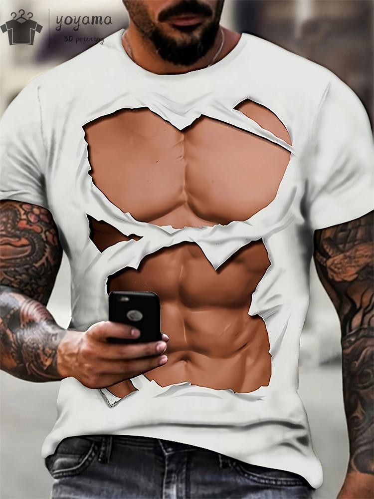

Смішна 3D-друк Футболка з принтом м’язів Одяг для тренажерного залу Чоловіки Літній вуличний одяг Футболка Топи Harajuku Модна футболка з коротким рукавом 5XL
