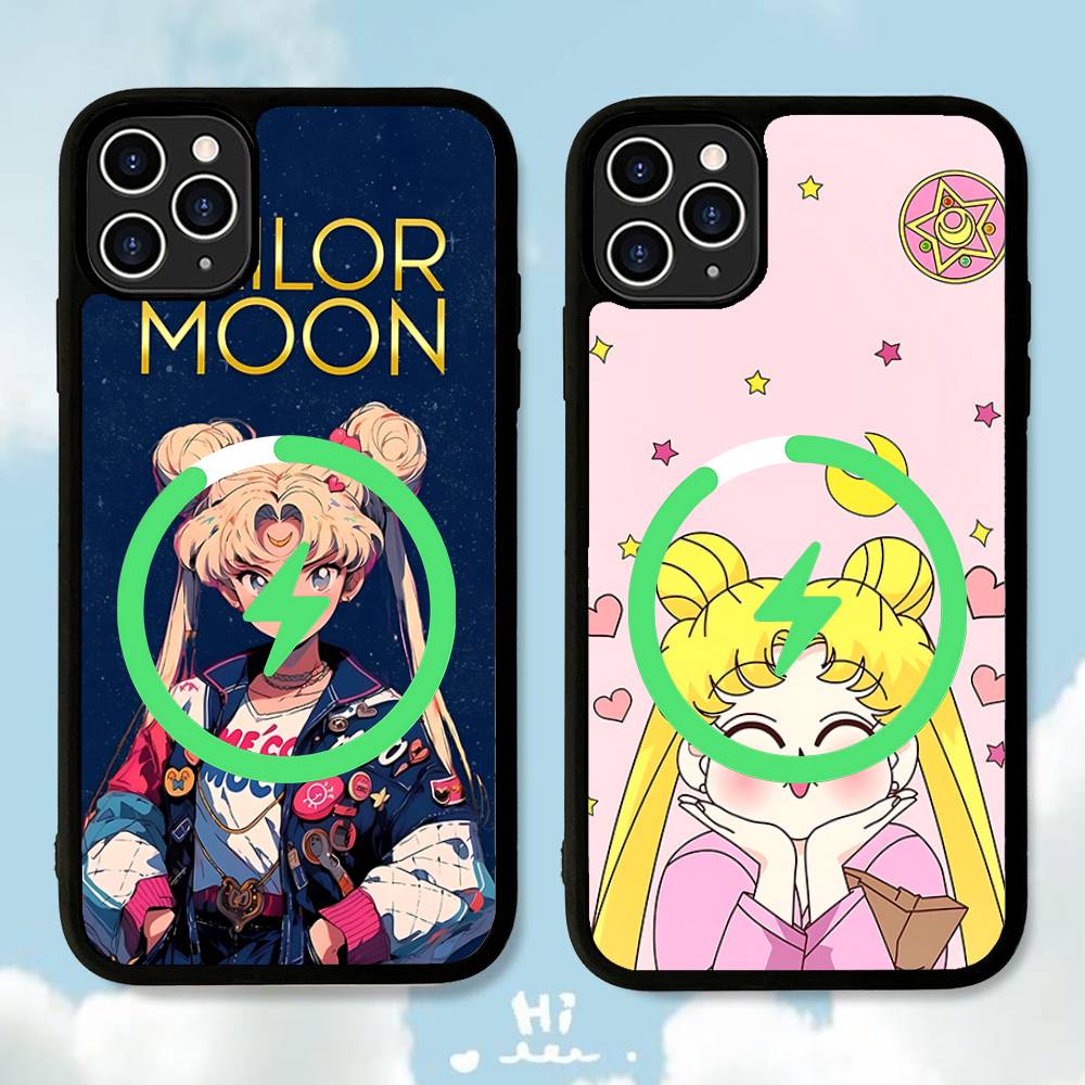 S-Sailors Anime Moon Magnetic Phone Case For IPhone 16 15 14 13 12 11 17 Pro Max Plus Wireless Charge Cover