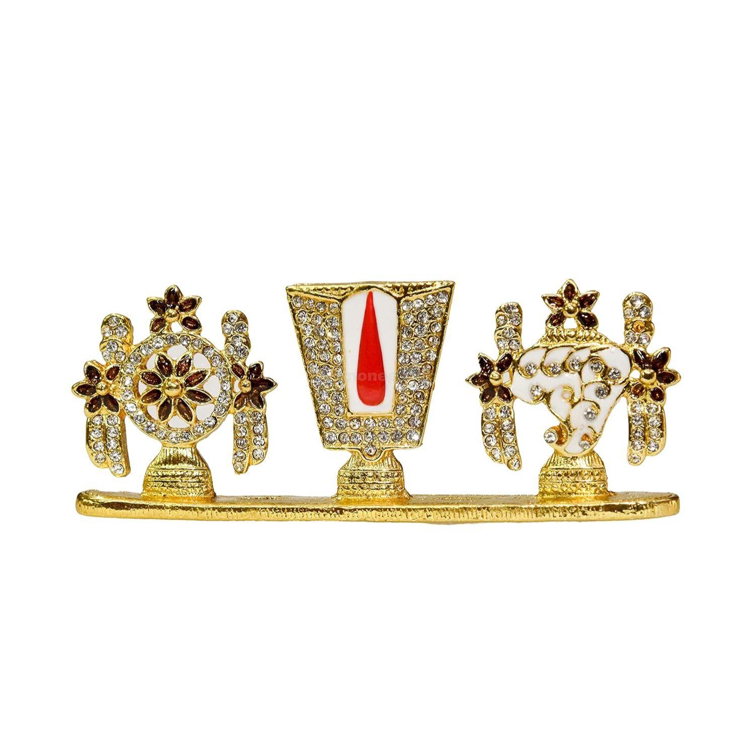 Shanku Chakra Namah Stone Work Showpiece | Perfect for Car Dashboard, Pooja, Puja, and Spiritual Decor