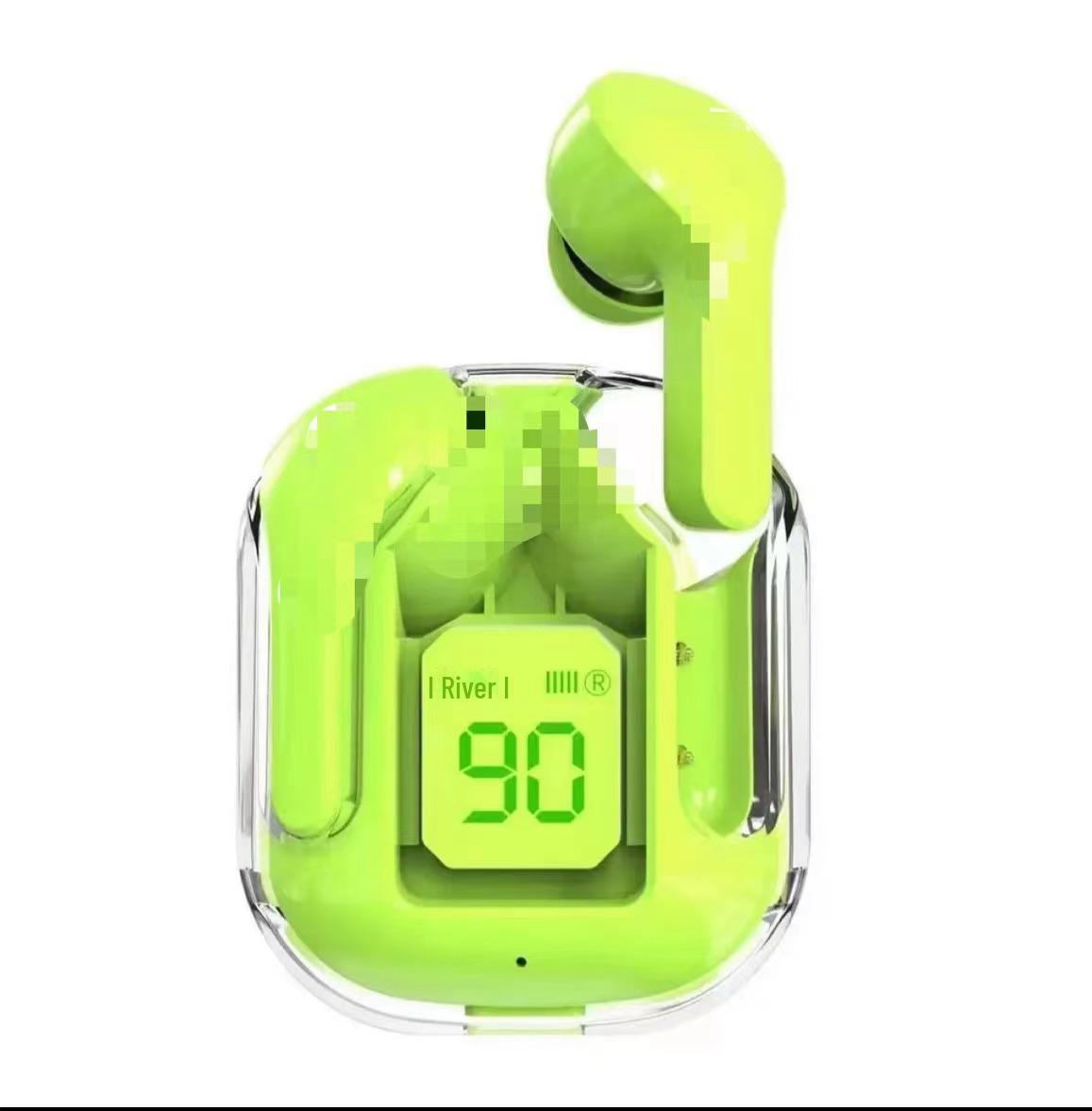 

Air31 Transparent Bluetooth 5.3 Wireless In-Ear Noise Cancelling TWS Sports Headset with Digital Display фарби люмінесцентні зелений колір