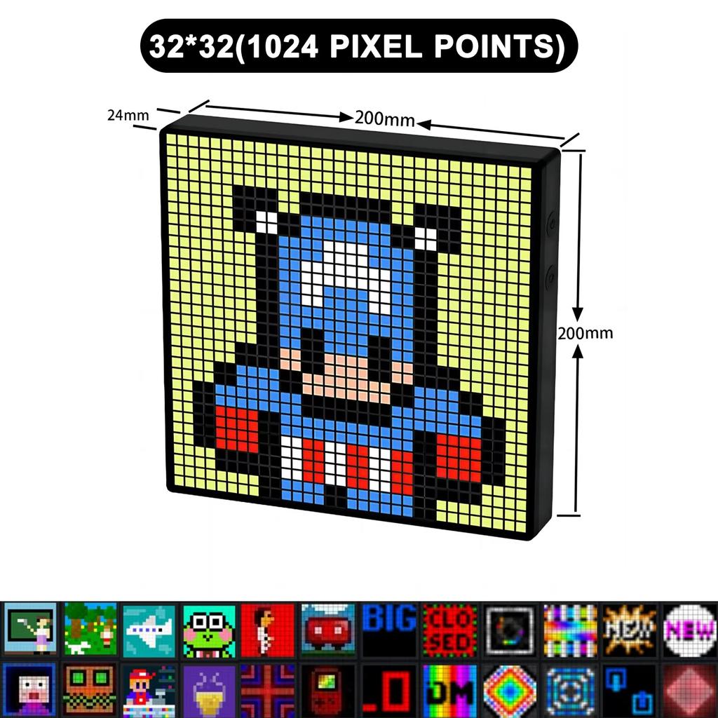 DIY Smart LED Pixel Matrix Panel Programmable Animation Display Screen APP Control Pixel Art Sign for Gaming Anime Room Decor