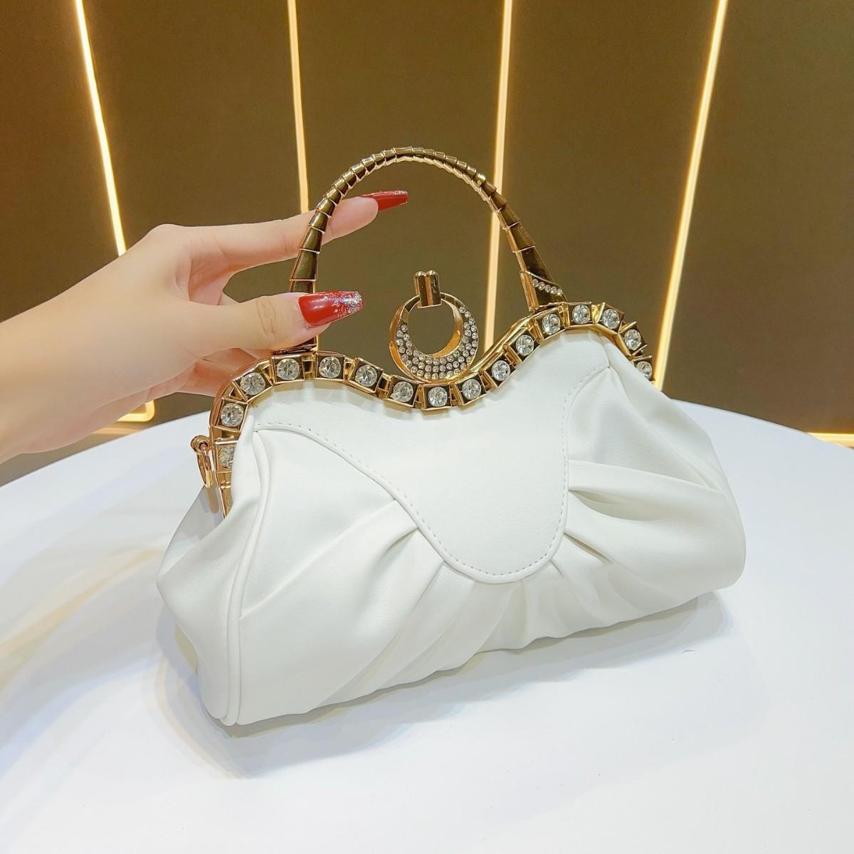 

New Retro Pleated Bag with Large Capacity Shoulder Bag белый