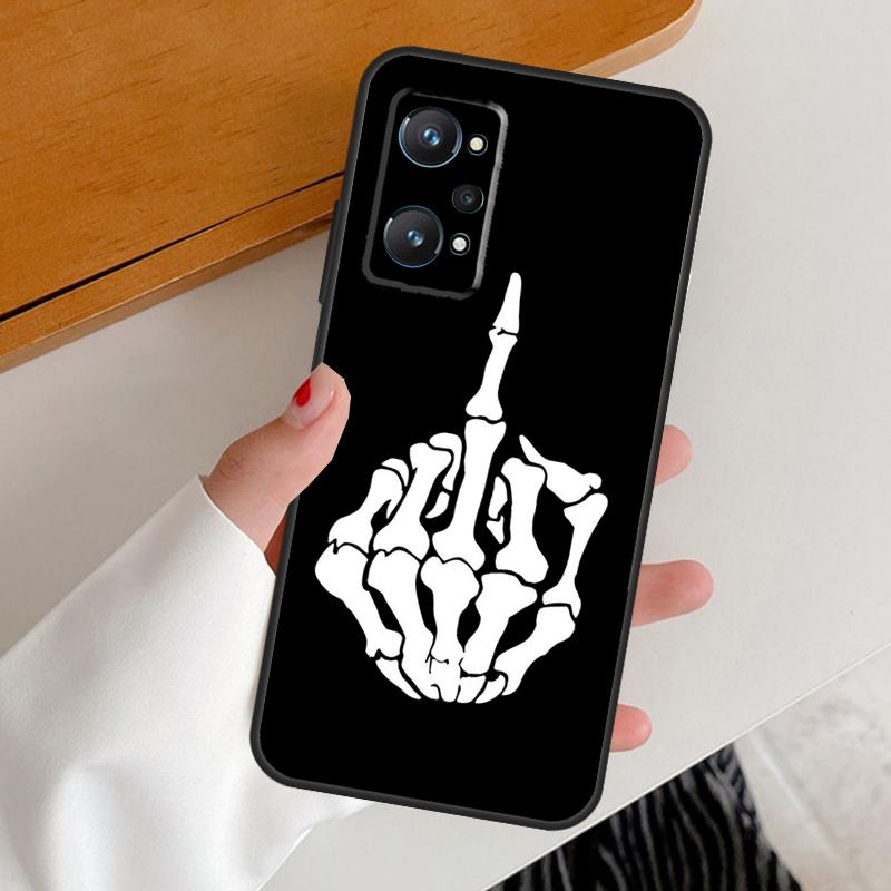 Skeleton Middle Finger For Realme C67 C55 C53 C51 C35 C33 C31 C30 C25s C21Y GT Neo 6 GT5 9 10 11 12 Pro Plus Case