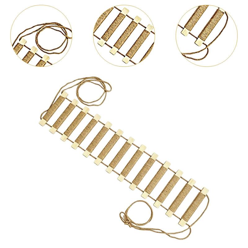 Cat Climbing Ladder Space Saving Scratcher with Rope Multifunctional Toy DIY Bridge with Rungs Cat Ladder for Small Pets Parrots