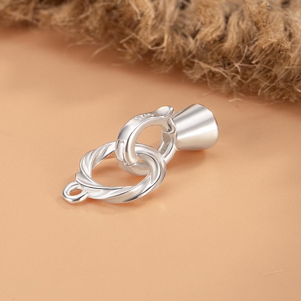 S925 Sterling Silver Zirconia Round Clasp for DIY Beaded Pearl Necklace or Bracelet