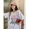 280g Double Yarn Cotton T-Shirt Couples Casablanca Castle Print Short Sleeve Round Neck Loose Fit