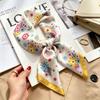 Simple temperament Spring and summer female imitation silk scarf versatile Korean version casual small square scarf neck protection decorative scarf