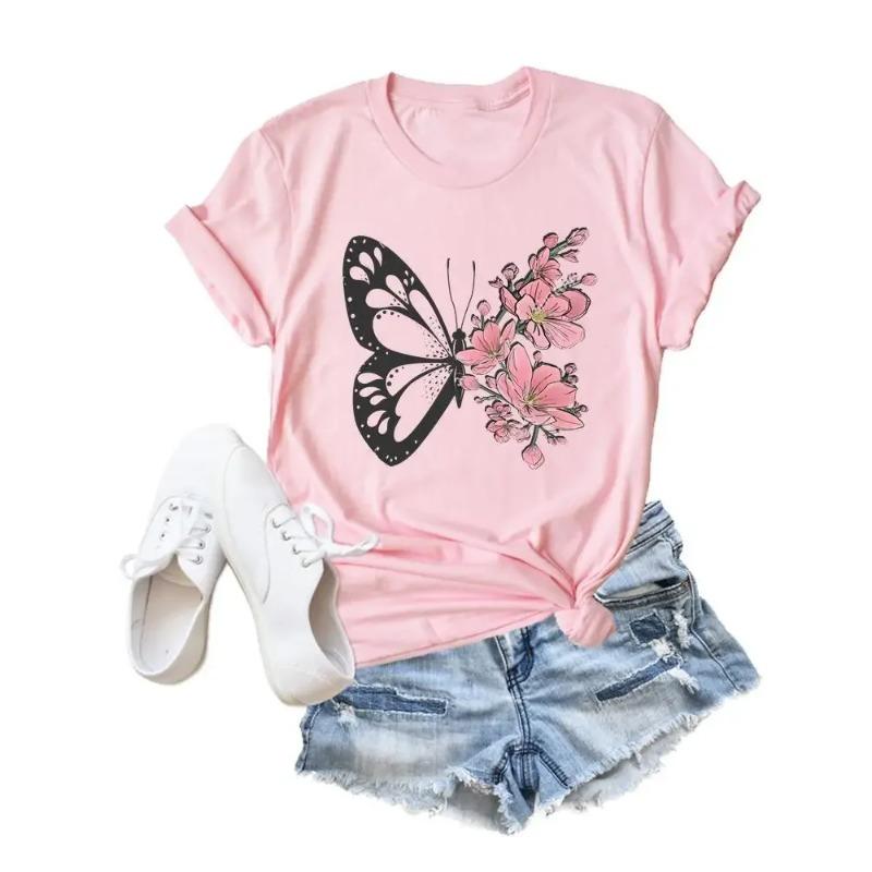 Stil Floare Fluture Tendință Îmbrăcăminte Modă Tricou Desene Animate Tricouri Vara Tricou Femei Doamnă Imprimeu Casual Grafic Top