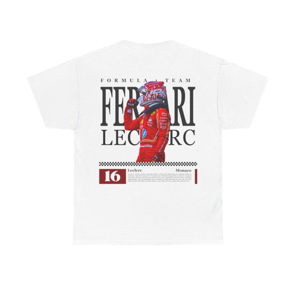 

Футболка с графическим принтом Шарля Леклера Ferrari F1 №16, гонщик из Монако, унисекс, оверсайз, уличная одежда, подарок для фаната Формулы 1 4XL
