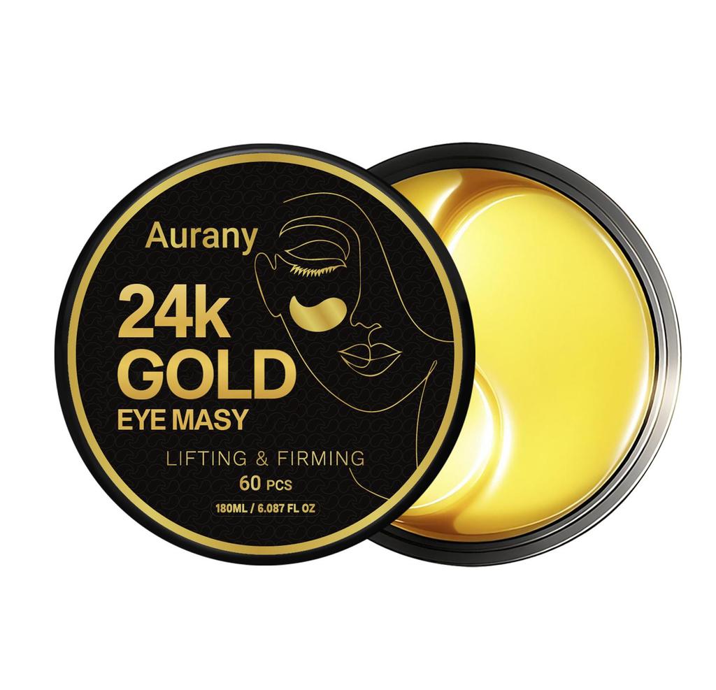 24K Gold Eye Mask & Green Collagen Gel Under Eye Mask, Hyaluronic Acid Eye Patches For Dark Circles, Fine Lines, Puffiness, Lift and Firm-60 Pcs