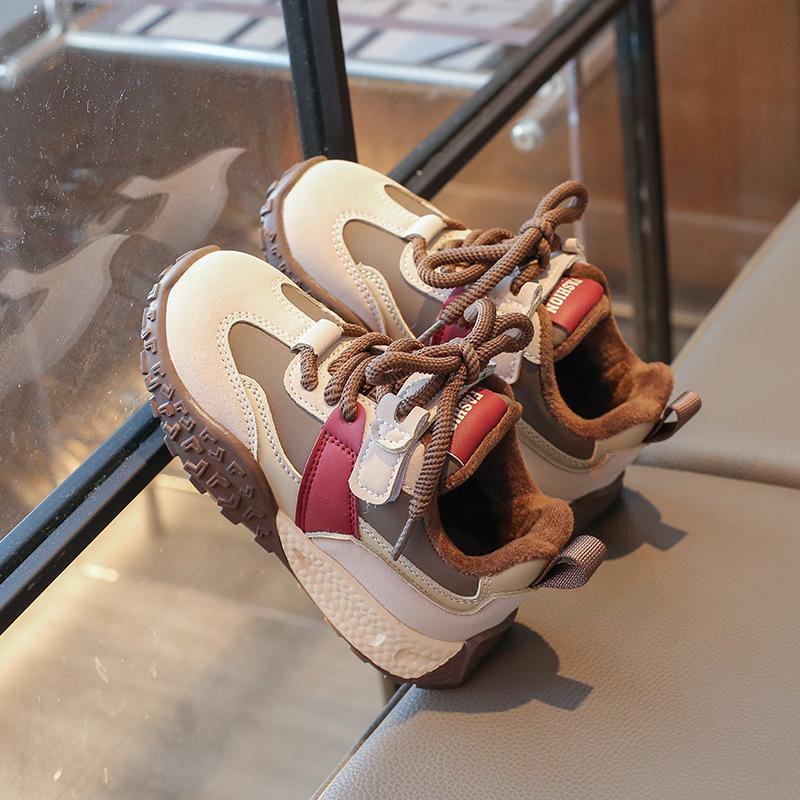 Zapatillas Deportivas de Cuero Forradas de Polar para Niños Invierno 2025: Cálido, Doble Algodón, Unisex Niños y Niñas, Estilo 'Papá', Venta Popular