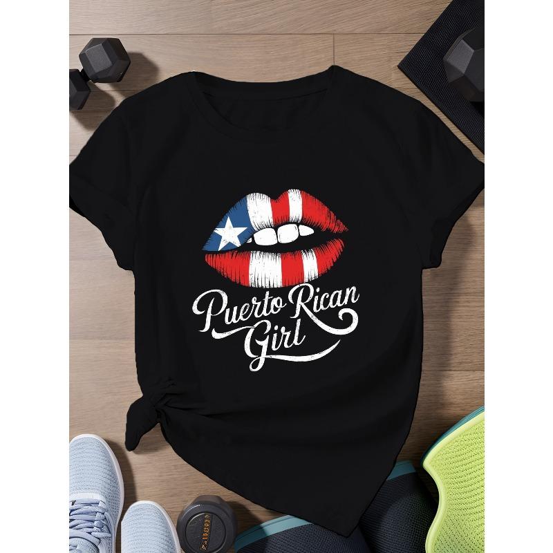 

European sizes Puerto Rican Girl Women s Sports Short Sleeve T-Shirt 4XL