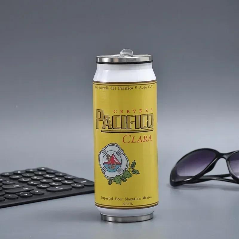 500ML Termoska se slámkou Cola plechovka Termoska na kávu Pivní láhev 304 Nerezová ocel BEER Cold Keeper Nádoba na pití Garrafa Térmica