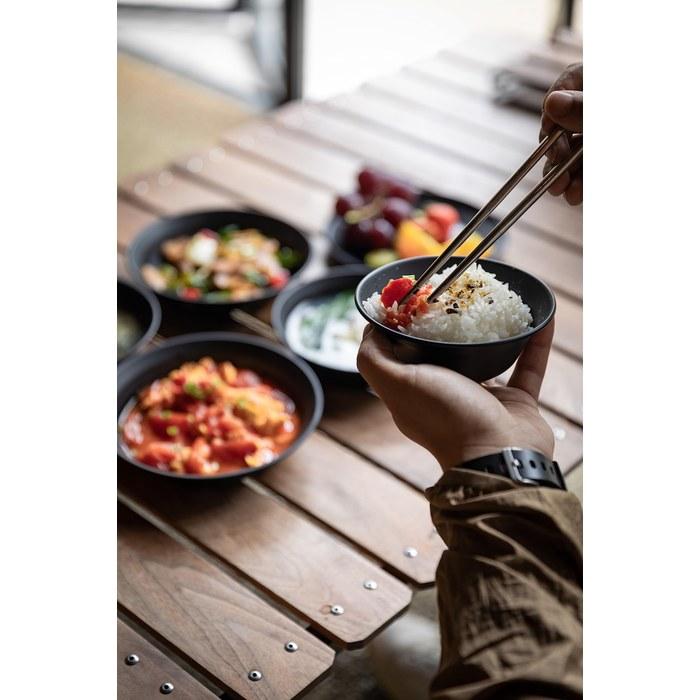 Camping Moon Tableware Camp Plate Stainless Dishware Set 8 pcs with Canvas Case Black BKS395-2S Black | 8 pcs Standard