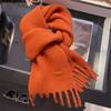 Pure Wool Scarf Women's Winter High End Tassel Warm Short Small Scarf
