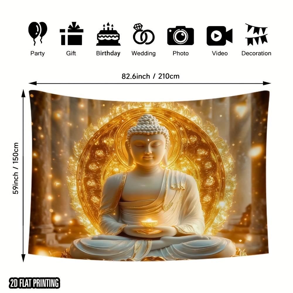 VIKAMA Gilded Buddha Light Buddha Tapestry Zen Lotus Seat Background Cloth Living Room Background Wall Room Decoration