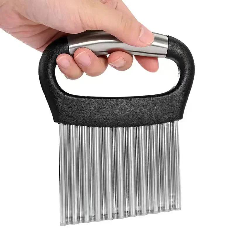 Améliorez votre cuisine avec un coupe-frites ondulé 1 pièce - Couteau hachoir ondulé pour fruits, légumes, salade, carottes, pommes de terre et frites