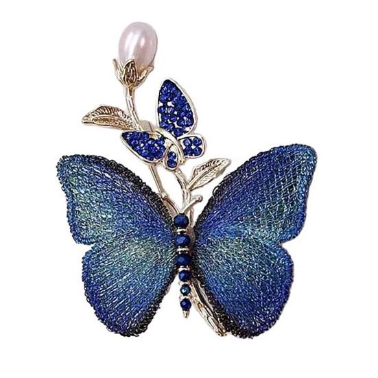 

Women Brooch Sparkling Rhinestones Inlaid Imitation Pearl Decor Butterfly Decor Suit Lapel Pin Sweaters Collars Hats Bags Badge синій