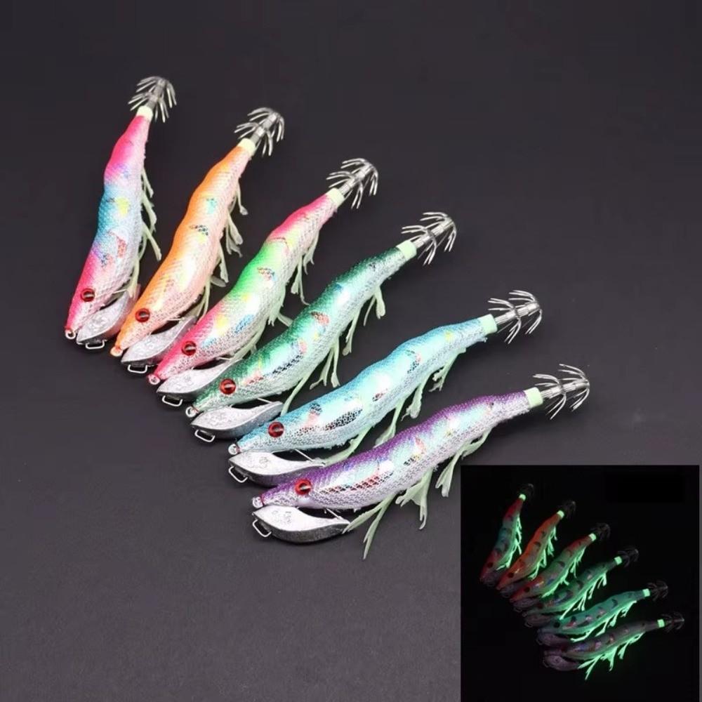 Glow Shrimp Hook Squid Jigs Life-like Design UV Crowns Sea Fishing Lure Noise Sound 23g Weight Hard Bait Sea Fishing