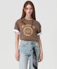 Seulligbaibeu Slv Classic Stamp Print Short Sleeve T-Shirt [Brown]