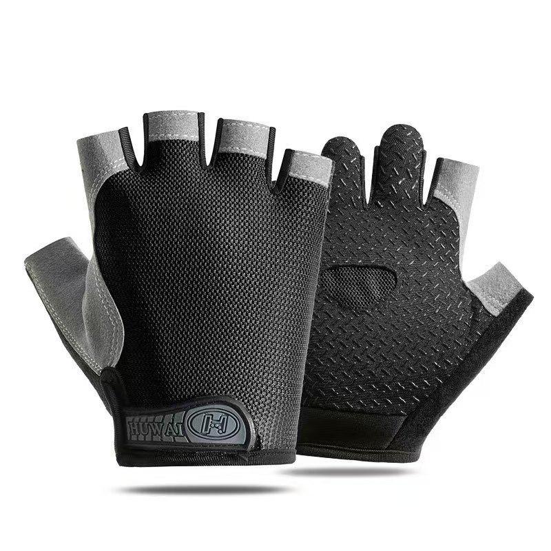 Cross-Border Non-Slip Breathable Cycling Gloves with Thick Palm Pad - Silicone, Half-Finger, for Outdoor Summer Fitness