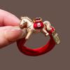 Cute Red Rope New Year Red Hair Rope 2026 Alloy Horse Year Hair Ring Bracelet Chinese Style Horse Year Rubber Band Girls