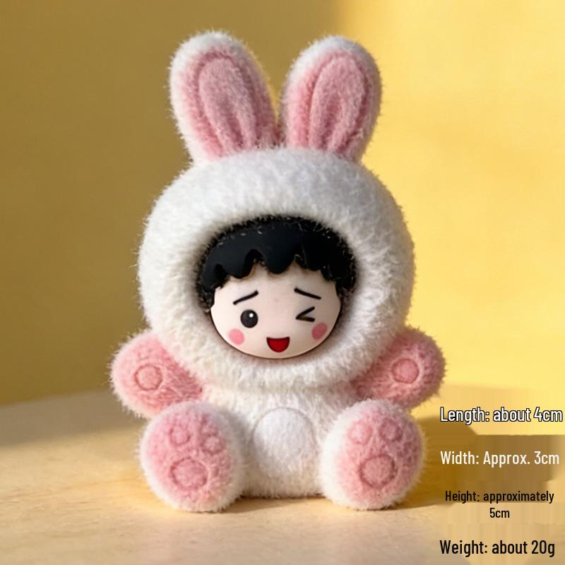 Gradient Flocked Rabbit Resin Ornament - Cute Trendy Blind Box Toy & DIY Desktop Decoration Gift